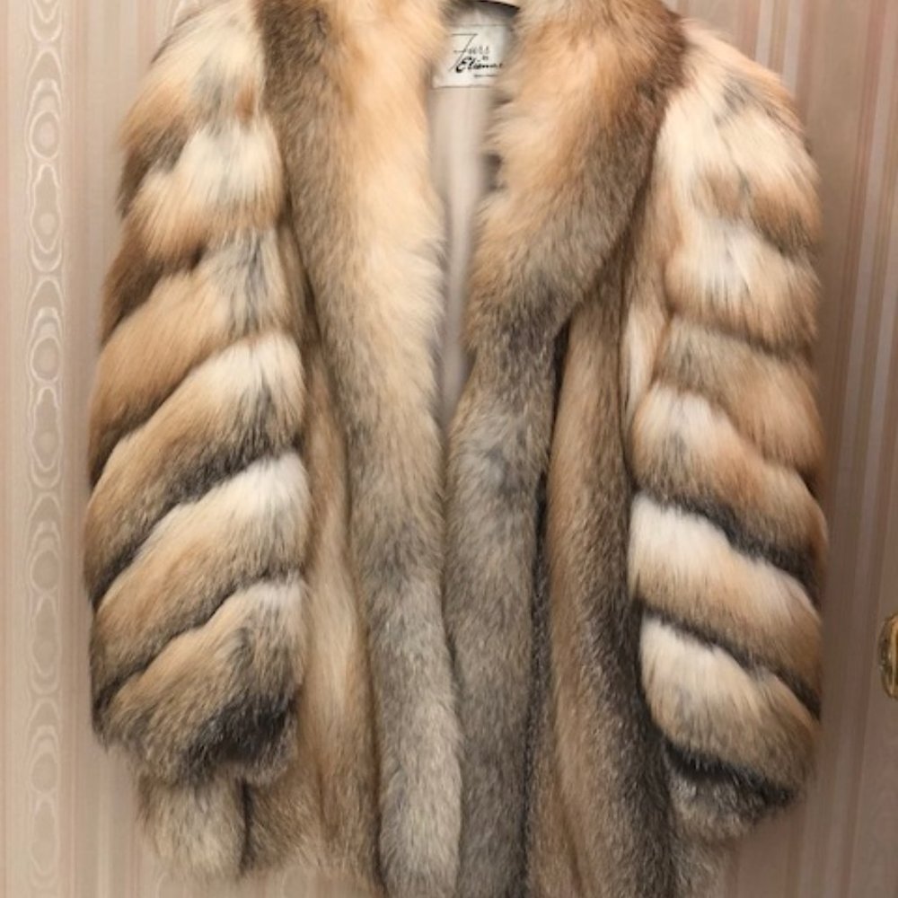 Golden Island Shadow Fox Fur Jacket